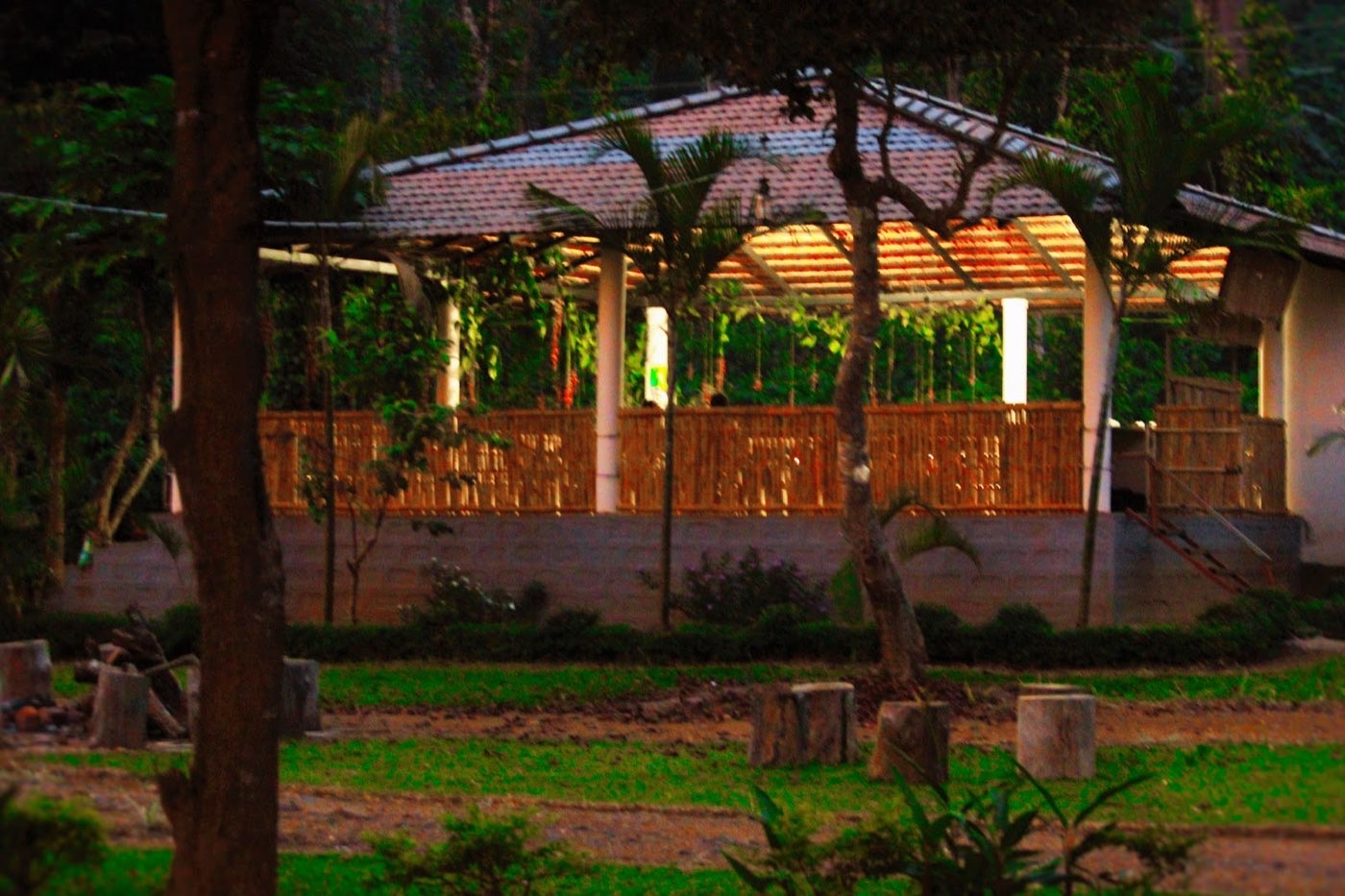 Wooden pavilion on the lawn