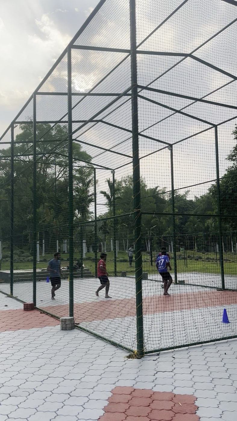 Netted games court on the estate